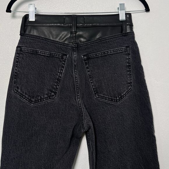 Abercrombie & Fitch Jeans The '90s Relaxed Leather Mix Black 26/2S Curve Love - Picture 6 of 10